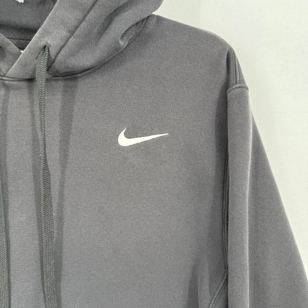 Nike Mens Gray Pullover Hoodie Sweatshirt Long Sleeve Pocket Logo Size M‎
